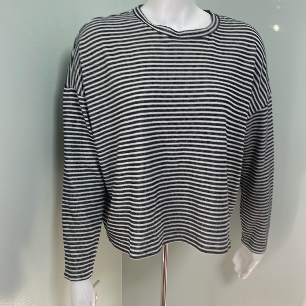 Madewell long sleeve stripe crop top